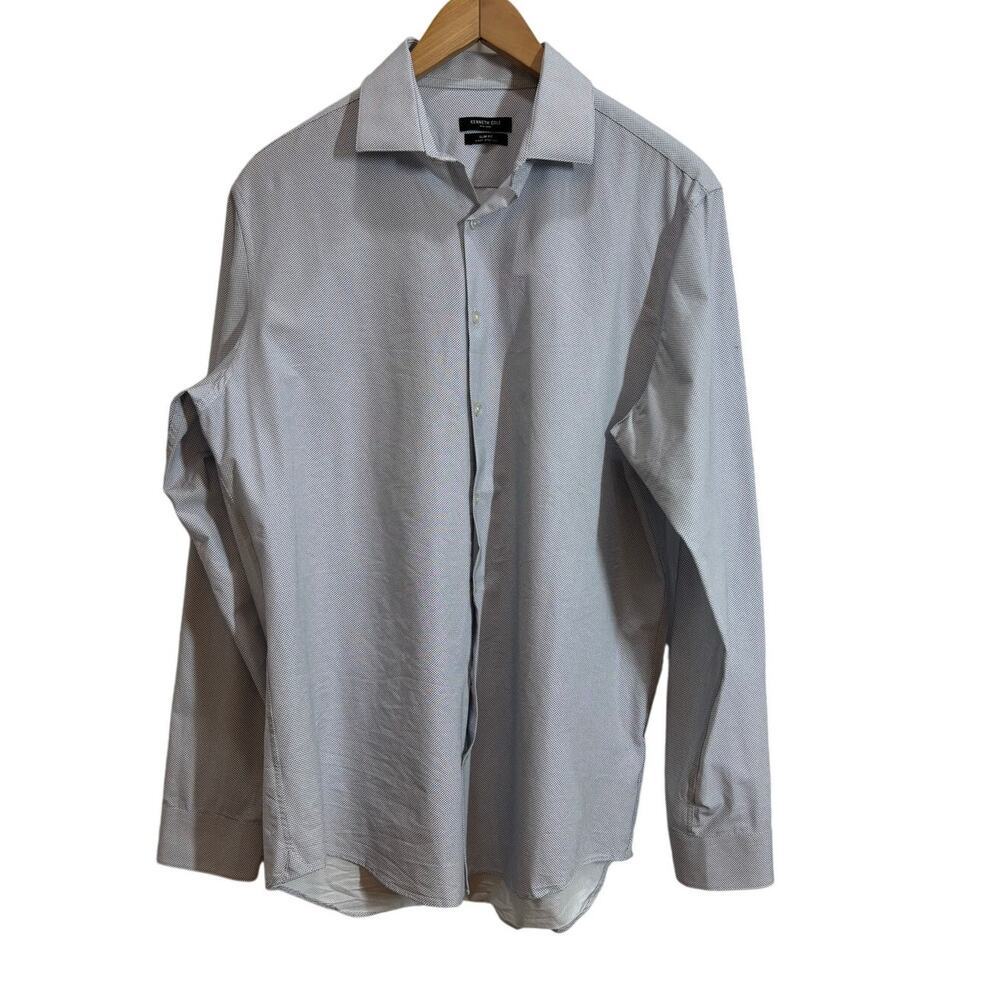 Kenneth Cole Men 16 34/35 Slim Fit Ultra Performance Stretch Dobby Diamond Shirt
